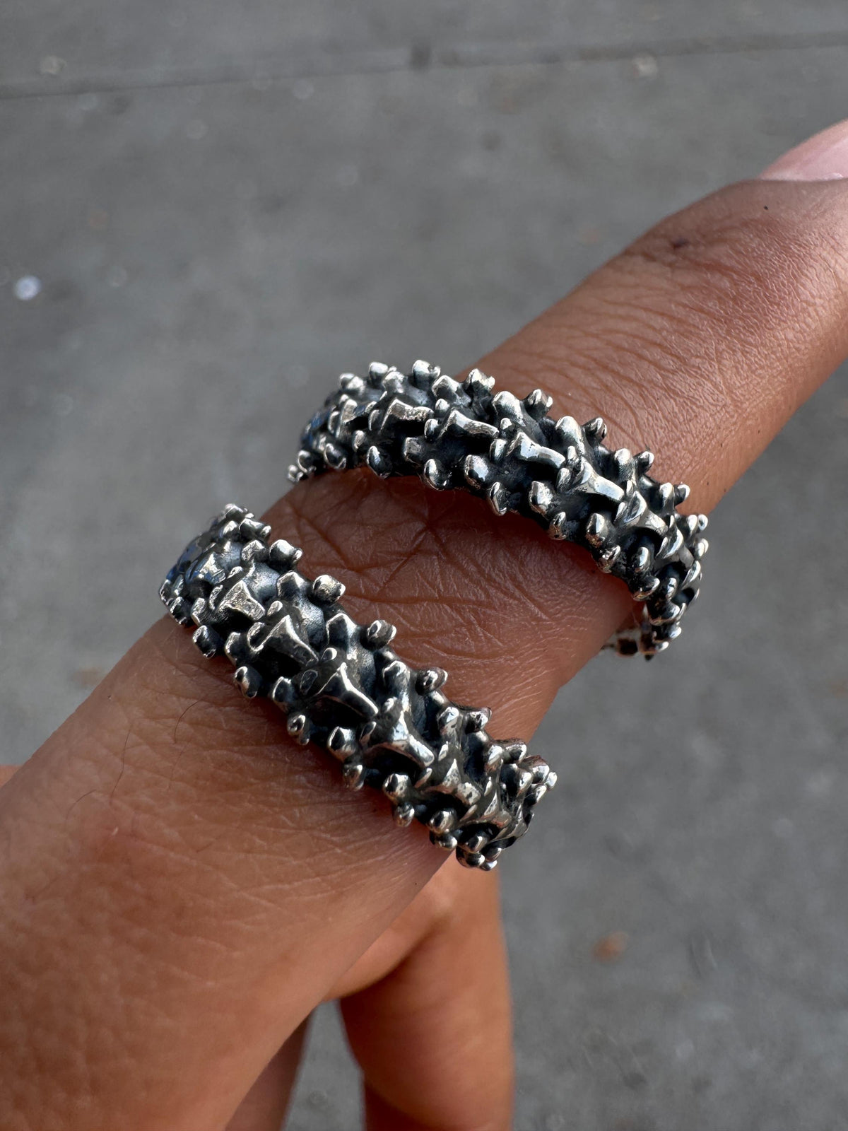 Skeletal Spine Ring 925 Sterling Silver
