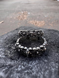 Skeletal Skull & Floral Gothic 925 Sterling Silver
