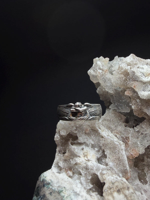 Fallen Angel Lucifer Ring – Gothic Engraved Statement Piece