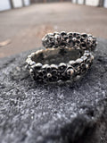 Skeletal Skull & Floral Gothic 925 Sterling Silver