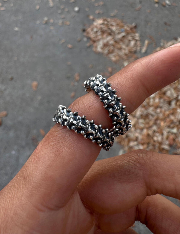 Skeletal Spine Ring 925 Sterling Silver