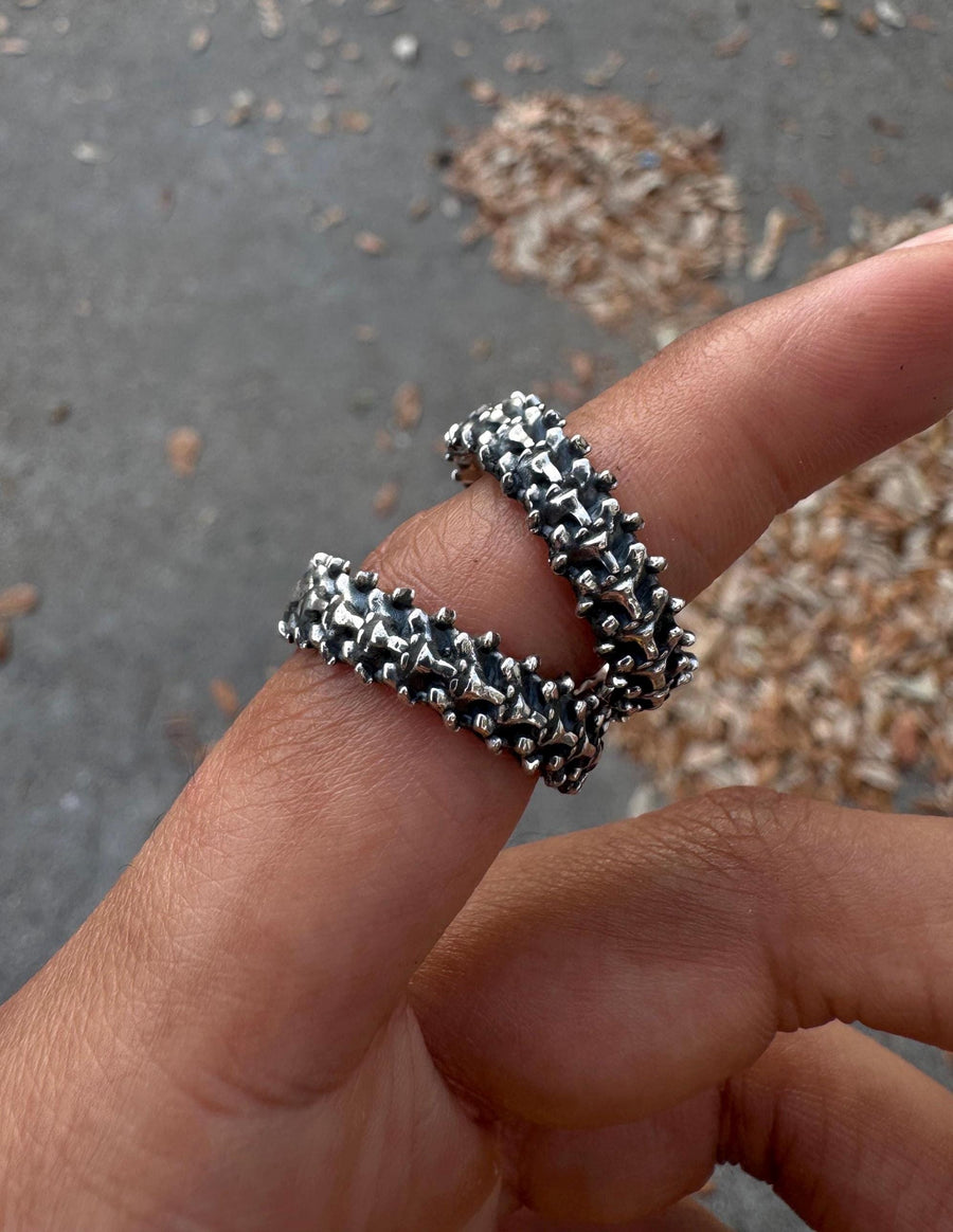 Skeletal Spine Ring 925 Sterling Silver